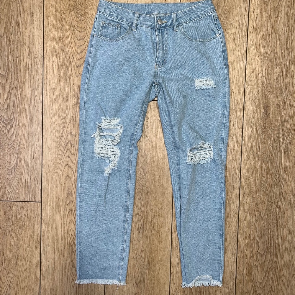 SHEIN - Women's Light Blue Distressed Jean's
